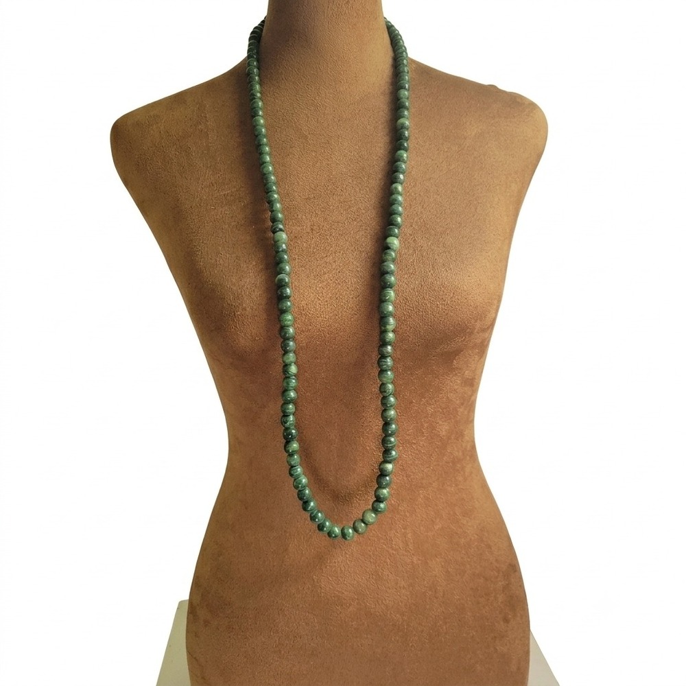 Green Malachite Styleโ Beaded Long Strand Necklace 36" Continuous Whimsigoth